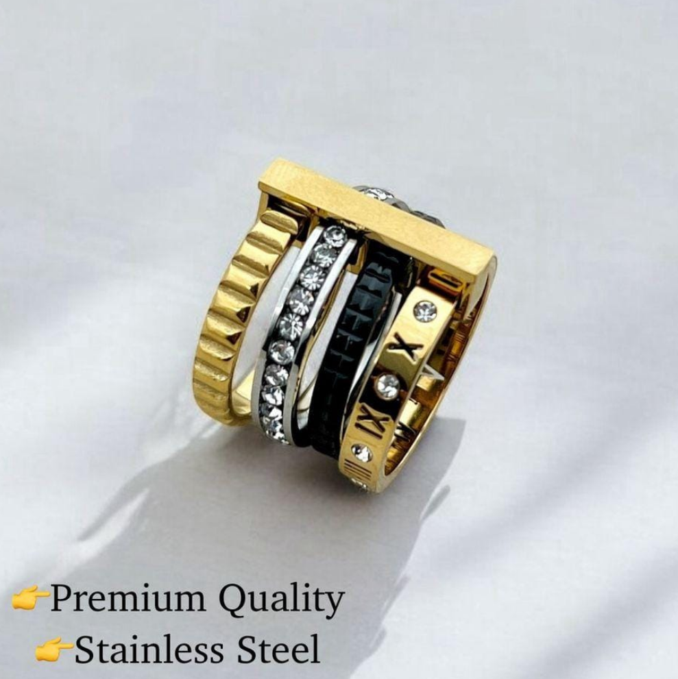 Roman Crown Ring Black