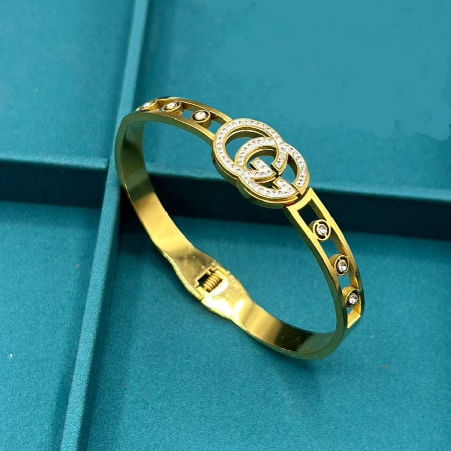 Stainless Steel Gucci Stone Handcuff