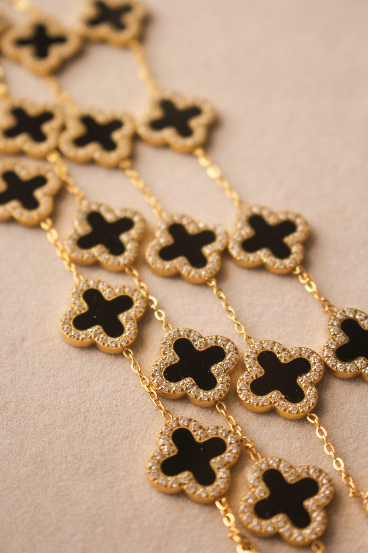 Stainless Steel Crystal Clover Bracelet