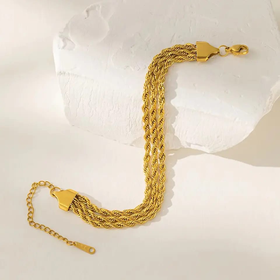 Stainless Tri Rope Bracelet