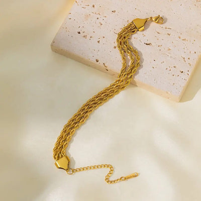 Stainless Tri Rope Bracelet
