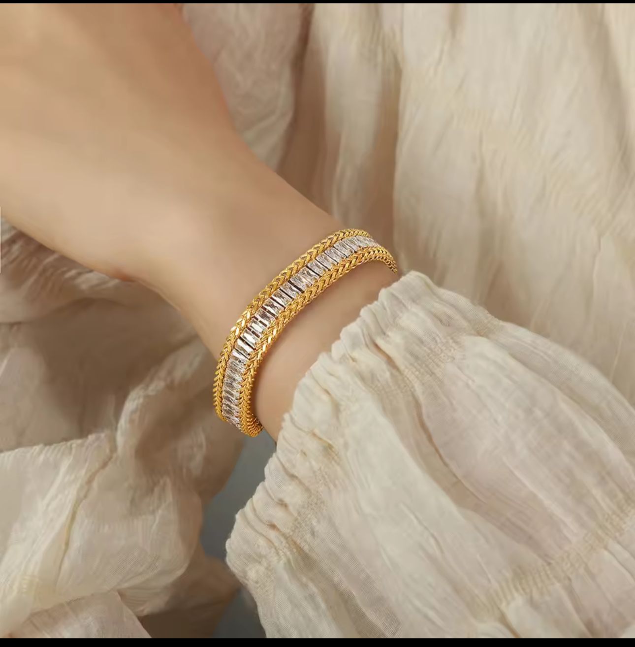 Crystals B Gold Bracelet